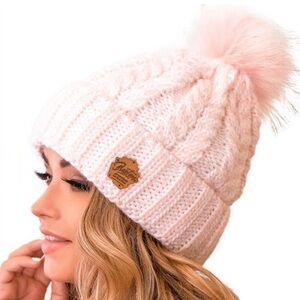 Braxton Pom Pom Cable Knit Fleece Hat